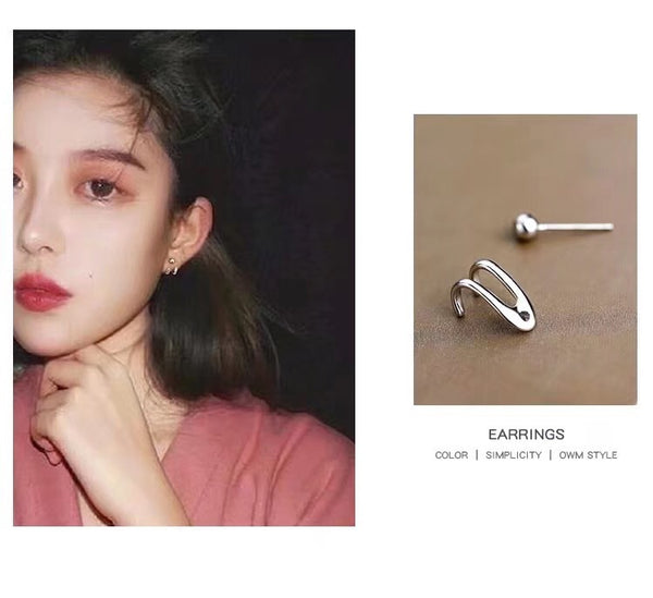 925 sterling silver beads stud earrings