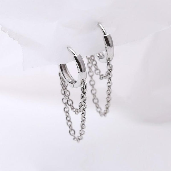 925 sterling silver double layer hoop earrings silver