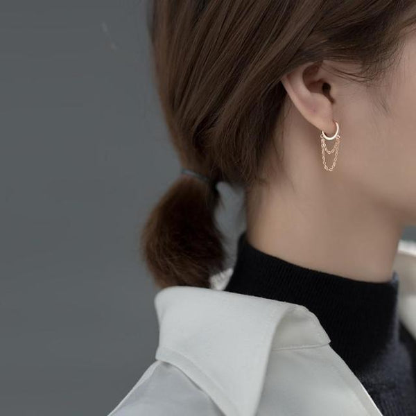 925 sterling silver double layer hoop earrings gold