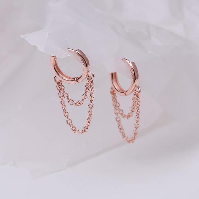 925 sterling silver double layer hoop earrings rose gold