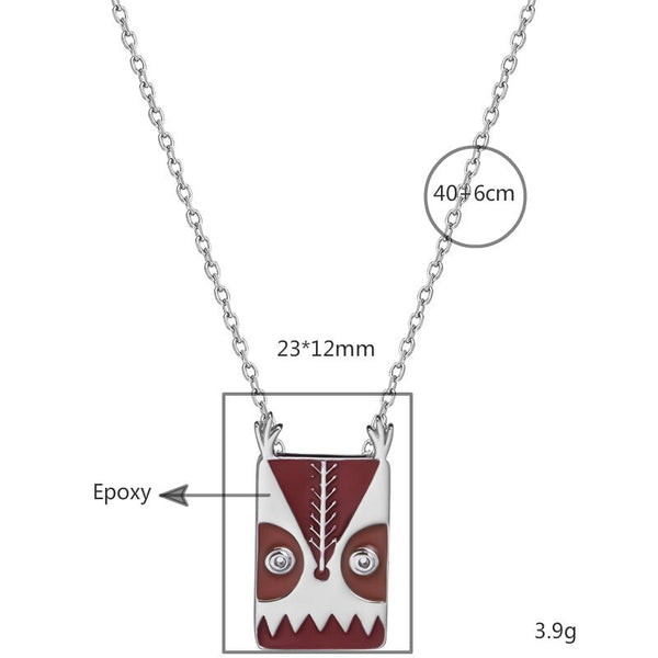 925 sterling silver square enamel owl necklace