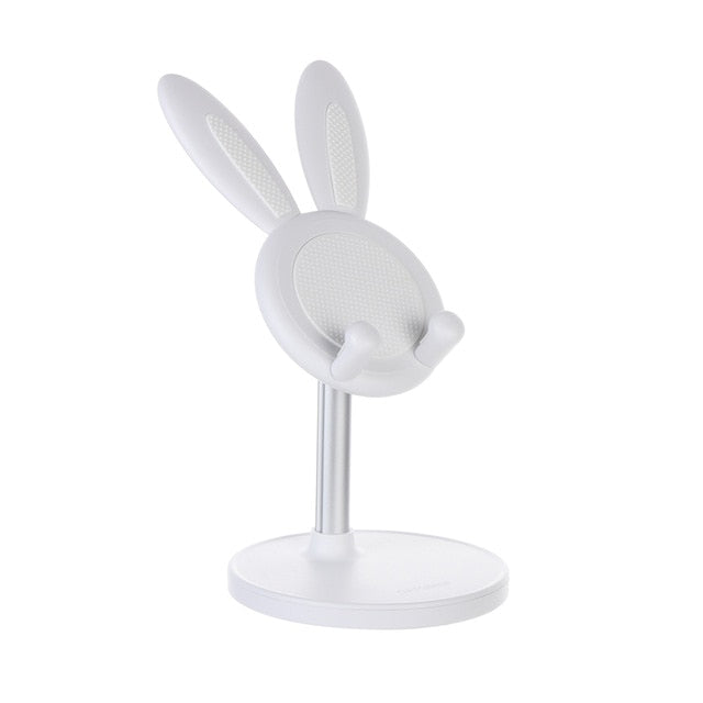 cute desk mobile phone holder rabbit white