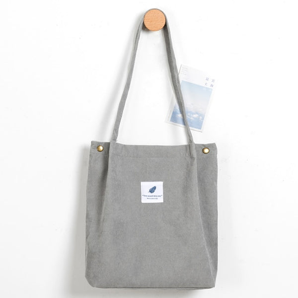 foldable corduroy shopping bag grey