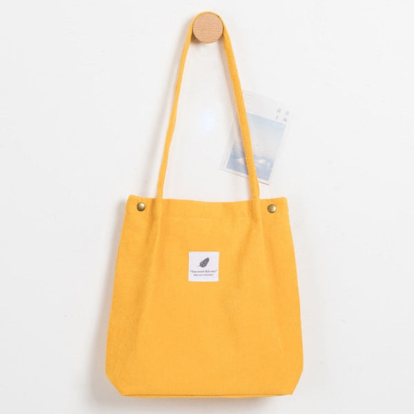 foldable corduroy shopping bag yellow