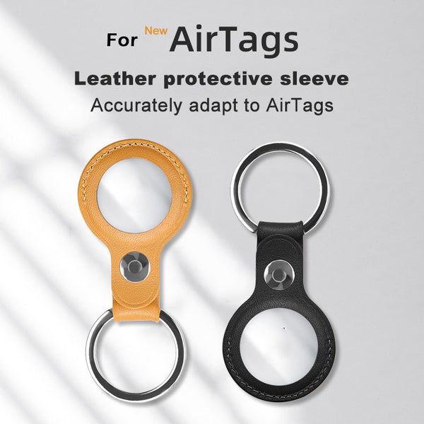 leather airtag keychain luggage tag
