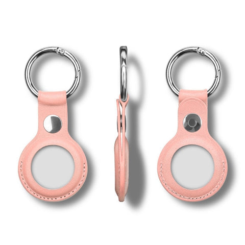 leather airtag keychain luggage tag pink