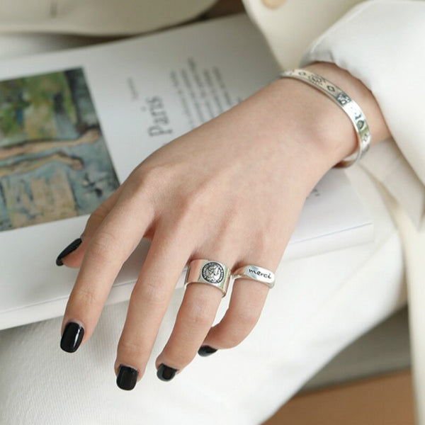 925 sterling silver merci rings