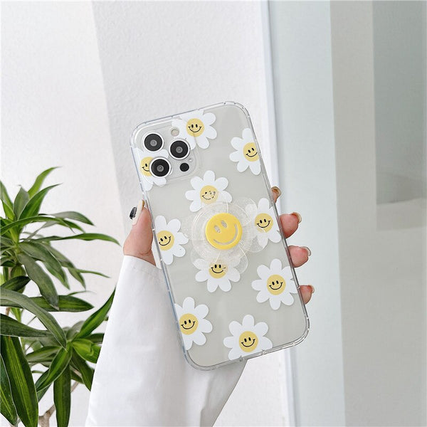 iphone case with a see-through daisy grip holder