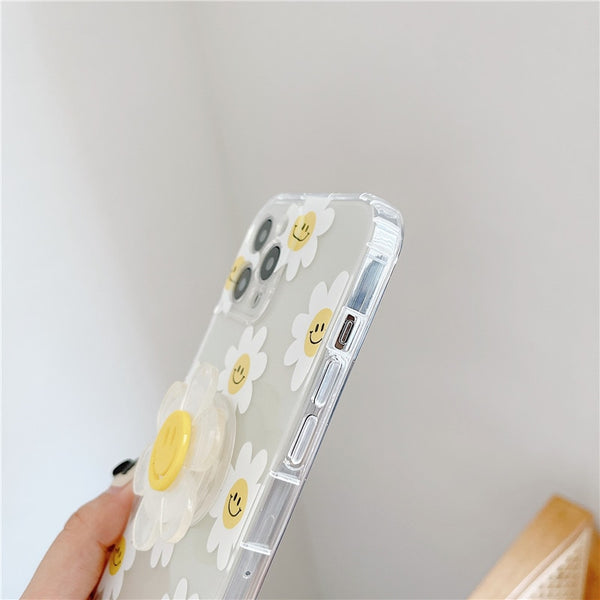 iphone case with a see-through daisy grip holder
