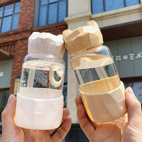 kawaii bear-shaped glass water bottle