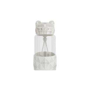 kawaii bear-shaped glass water bottle 340ml / white
