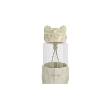 kawaii bear-shaped glass water bottle 340ml / beige