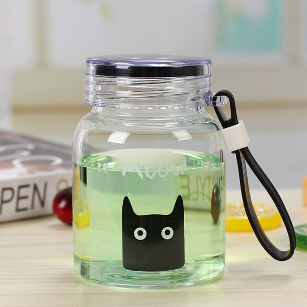 cute glass water tumbler black cat