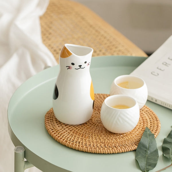 3pcs cat japanese wine pot