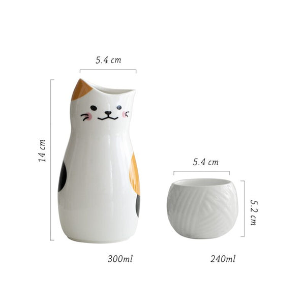 3pcs cat japanese wine pot