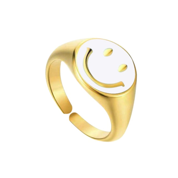 smiley face ring white
