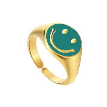 smiley face ring green