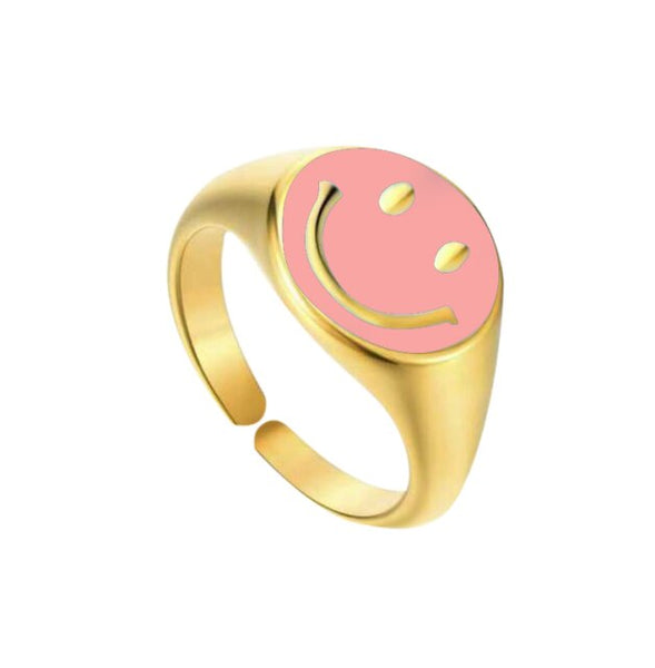 smiley face ring pink