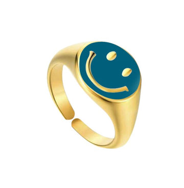 smiley face ring dark green