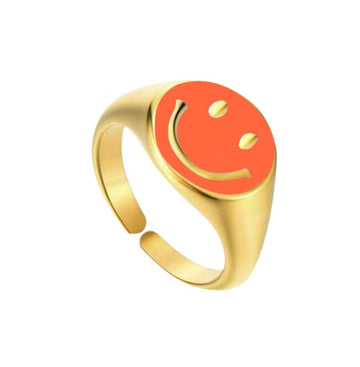 smiley face ring red