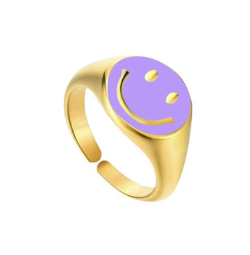 smiley face ring purple