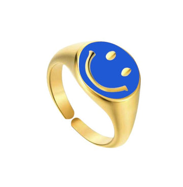 smiley face ring dark blue