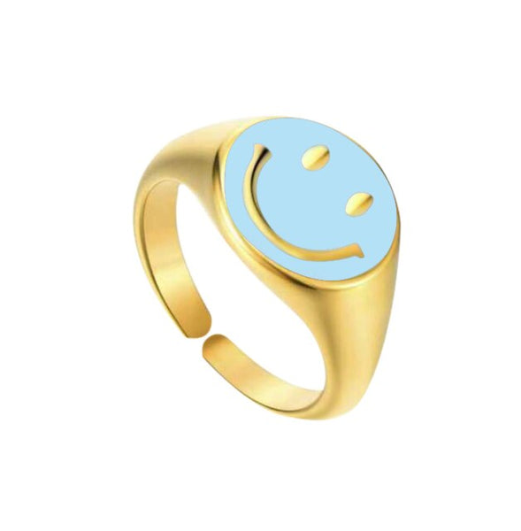 smiley face ring blue