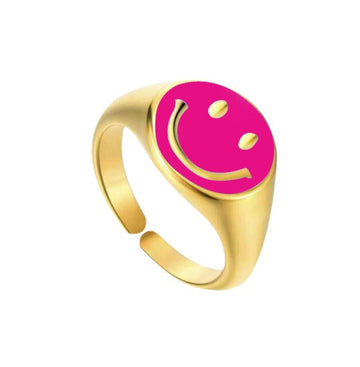 smiley face ring fushia