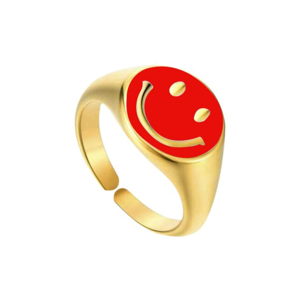 smiley face ring dark red