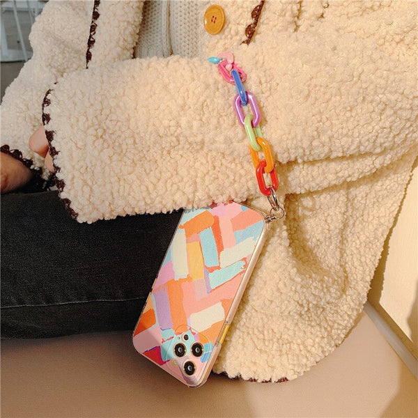 abstract iphone case with chain