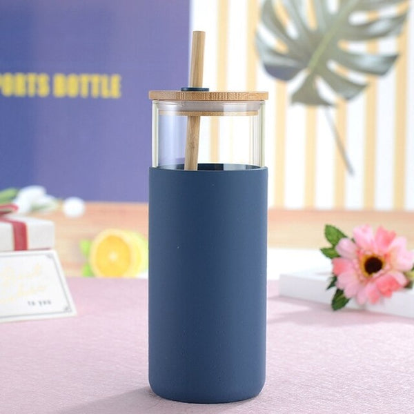 500ml heat-resistant glass tumbler blue