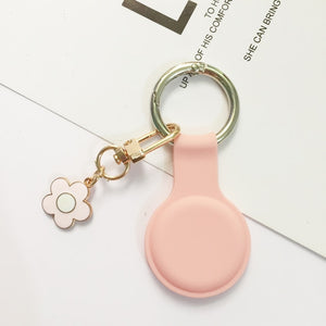 apple airtag keychain pink with flower