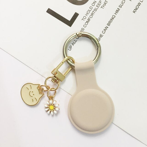 apple airtag keychain grey with cat