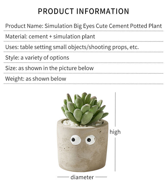 cement flower pot with artificial succulents