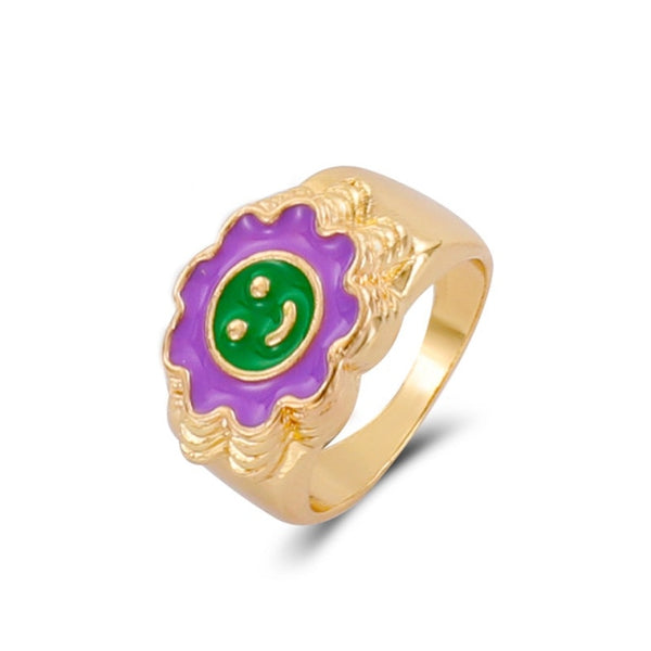 stainless steel chunky rings suitable / a sun flower