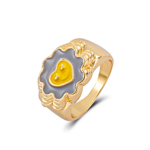 stainless steel chunky rings suitable / d heart flowers