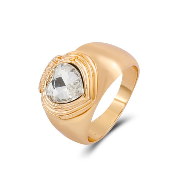 stainless steel chunky rings suitable / e heart diamond