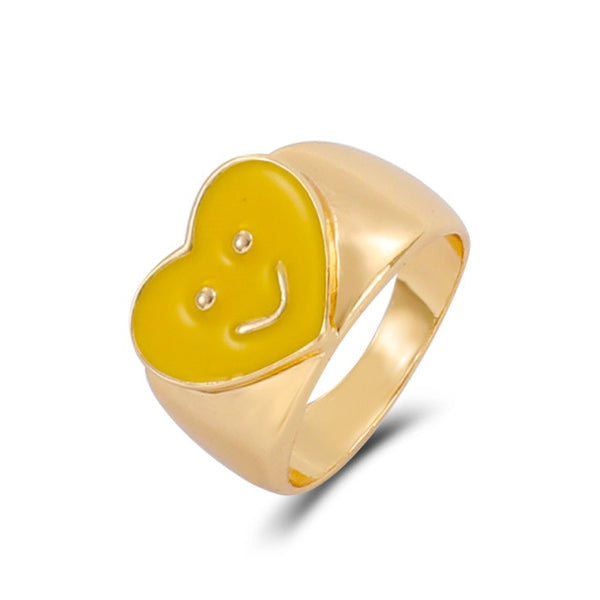 stainless steel chunky rings suitable / g smiling heart