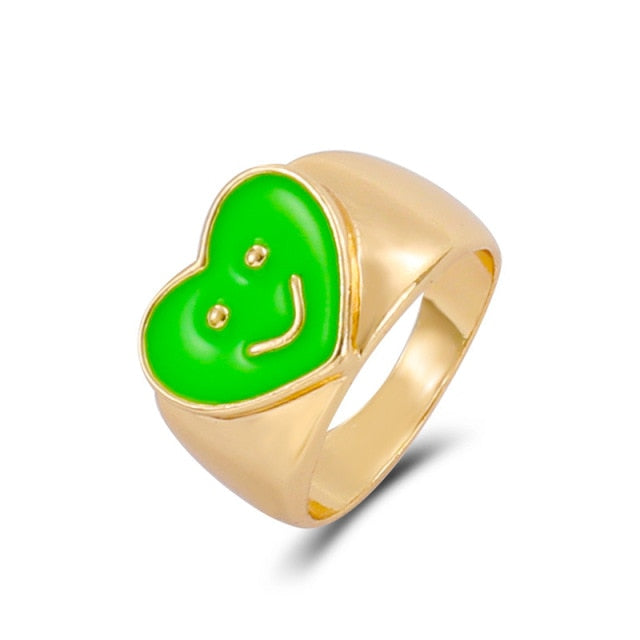 stainless steel chunky rings suitable / h smiling heart