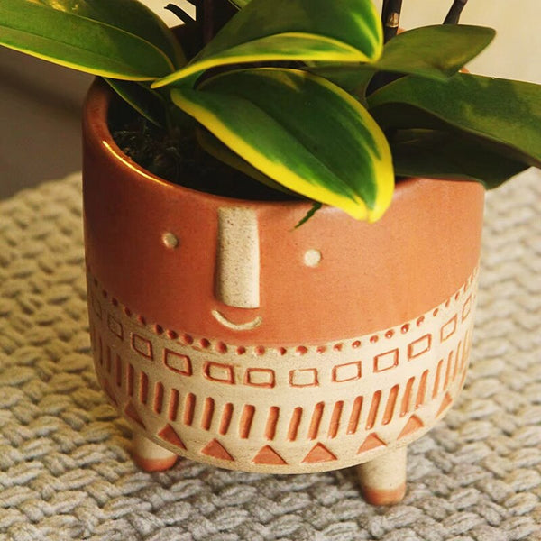 human face ceramic flower pot