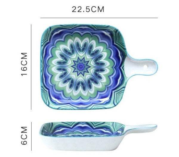 cute bohemian ceramic baking tray a / 9 inches