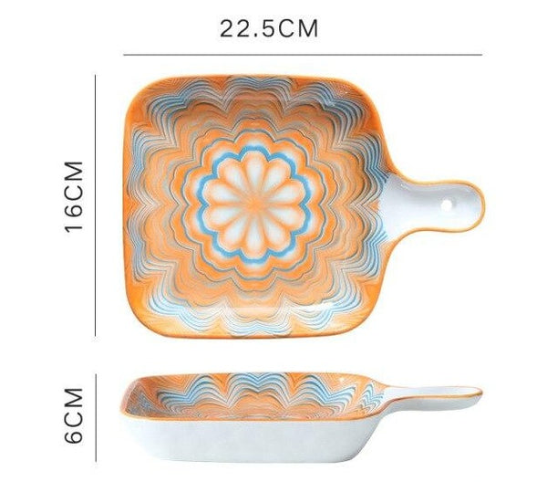 cute bohemian ceramic baking tray b / 9 inches