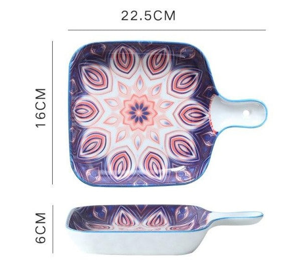 cute bohemian ceramic baking tray d / 9 inches