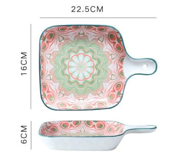 cute bohemian ceramic baking tray e / 9 inches