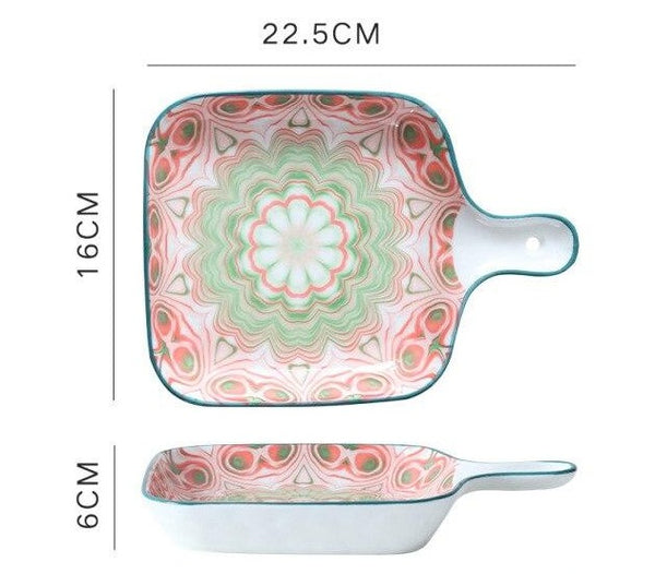 cute bohemian ceramic baking tray e / 9 inches