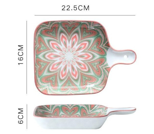 cute bohemian ceramic baking tray f / 9 inches