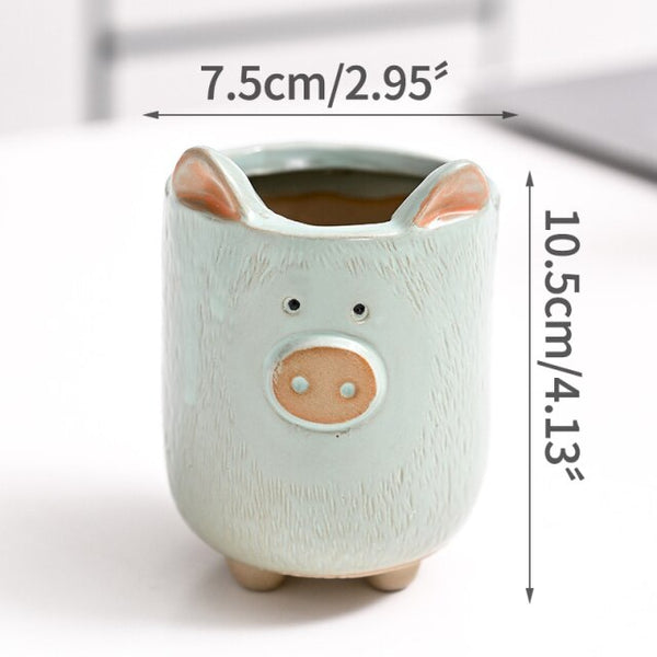 succulent ceramic animal planters pig