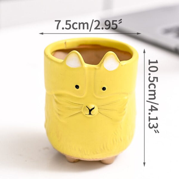 succulent ceramic animal planters cat