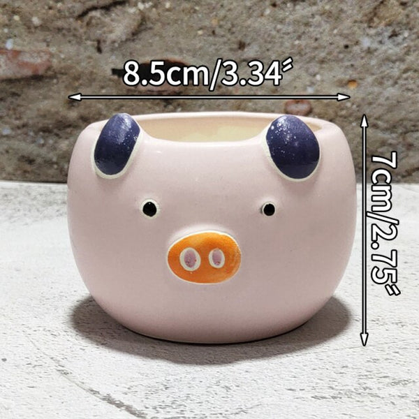 cartoon animal succulent pot pig