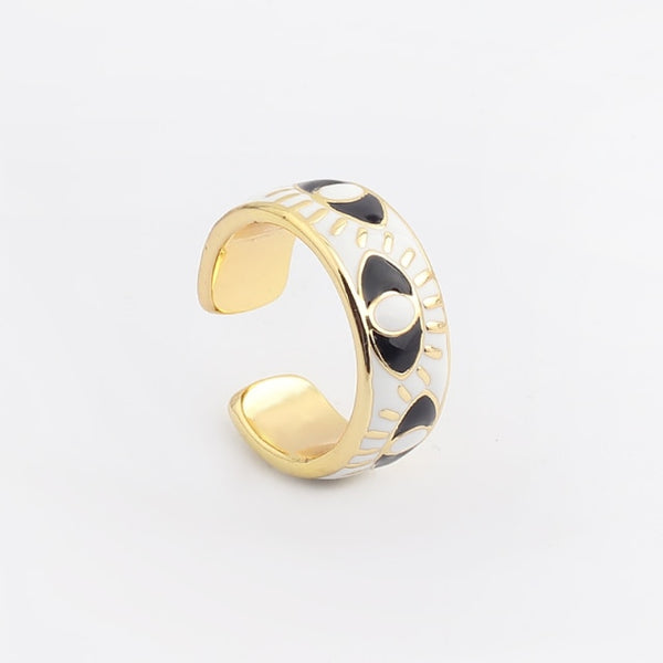enamel engrave cute friendship ring resizable / white